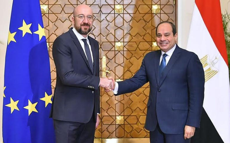 الرئيس عبدالفتاح السيسي وشارل ميشيل رئيس المجلس الأوروبي