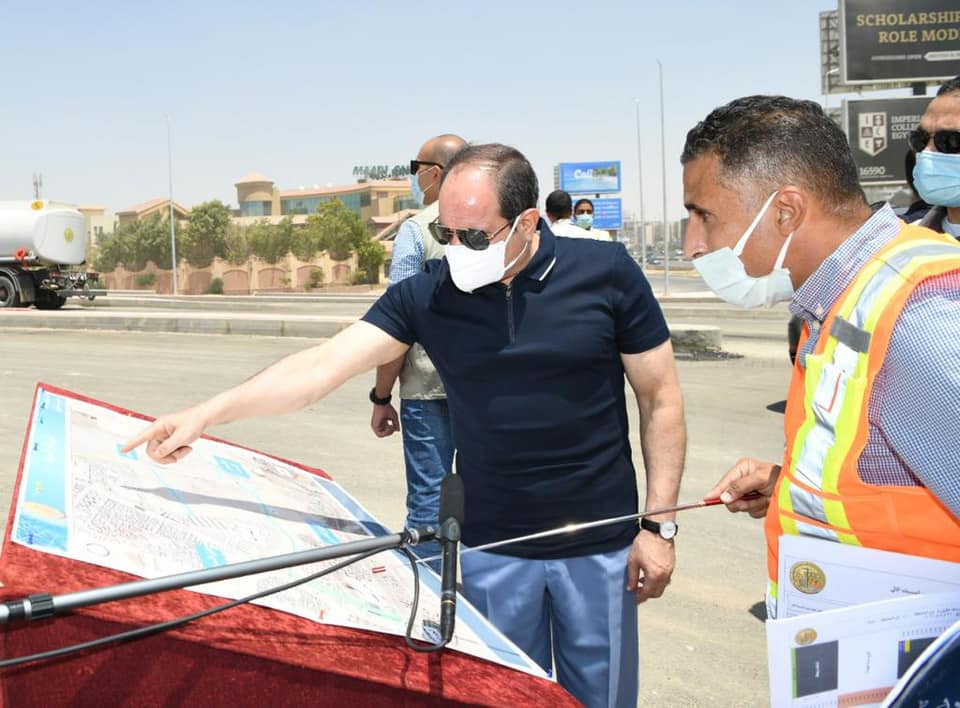 الرئيس يتفقد أعمال التطوير والصيانة للطريق الدائرى