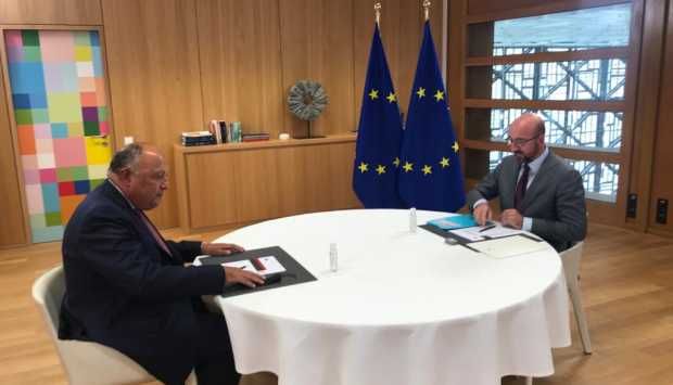 سامح شكري يلتقي رئيس المجلس الأوروبي