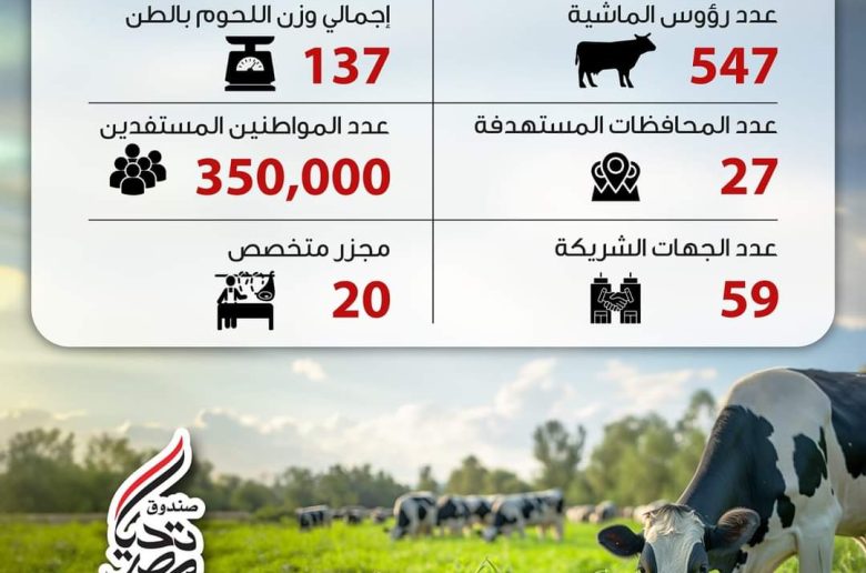 صندوق تحيا مصر يطلق مبادرة «أضاحي» لتوزيع اللحوم على الأسر الأولى بالرعاية