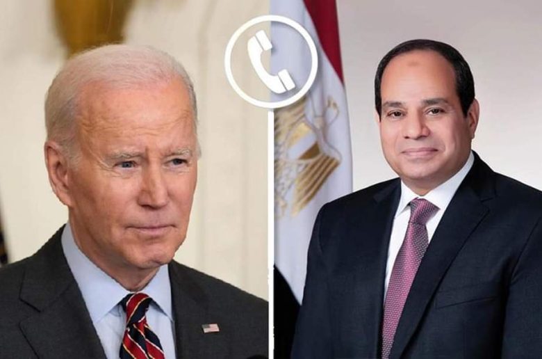 السيسي وبايدن يتفقان على الاستمرار في العمل المشترك المكثف لوقف إطلاق النار 