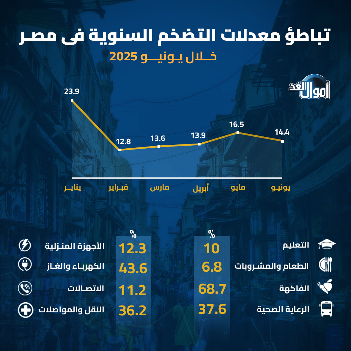 تطور معدل التضخم فى مصر منذ بداية 2025